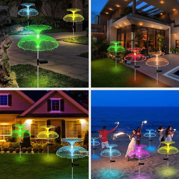 Solar Fiber Optic Light Double Layer Jellyfish Light LED Outdoor Garden Decoration Atmosphere Lamp, Style: Basic Model - Image 10