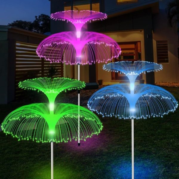 Solar Fiber Optic Light Double Layer Jellyfish Light LED Outdoor Garden Decoration Atmosphere Lamp, Style: Basic Model - Image 2