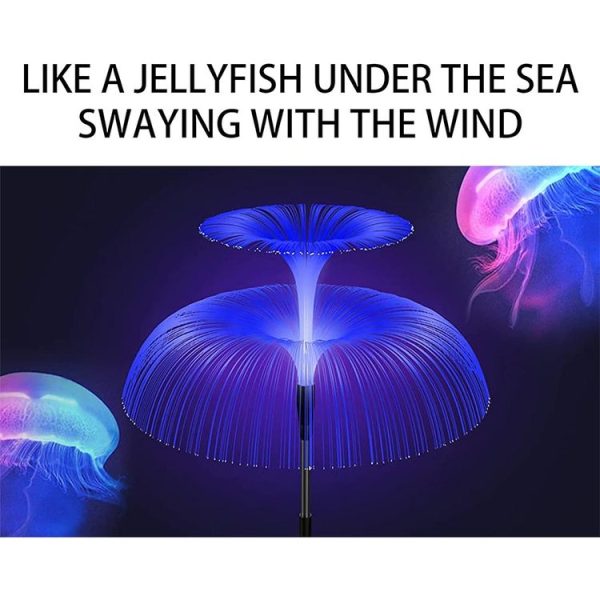 Solar Fiber Optic Light Double Layer Jellyfish Light LED Outdoor Garden Decoration Atmosphere Lamp, Style: Basic Model - Image 4