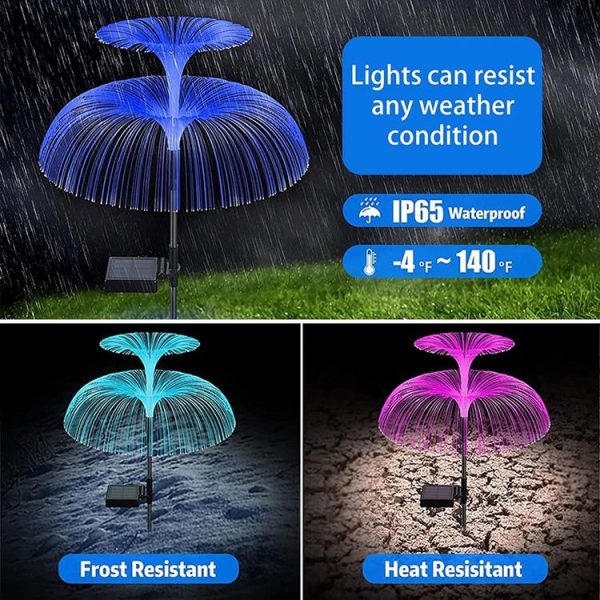 Solar Fiber Optic Light Double Layer Jellyfish Light LED Outdoor Garden Decoration Atmosphere Lamp, Style: Basic Model - Image 6