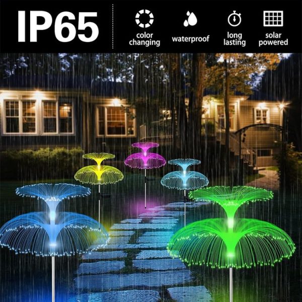 Solar Fiber Optic Light Double Layer Jellyfish Light LED Outdoor Garden Decoration Atmosphere Lamp, Style: Basic Model - Image 7