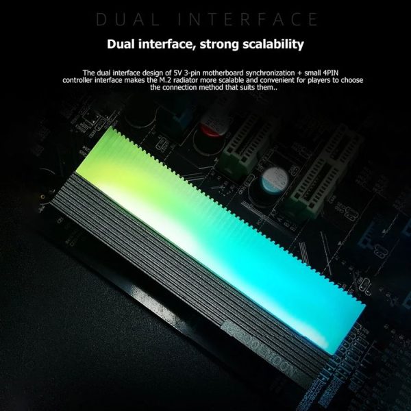 COOLMOON CM-M2A M.2 2280 Solid State Drive Cooler 5V ARGB Hard Drive Heatsink (Gray) - Image 3