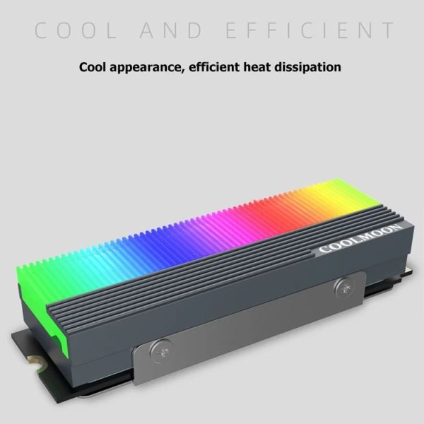 COOLMOON CM-M2A M.2 2280 Solid State Drive Cooler 5V ARGB Hard Drive Heatsink (Gray) - Image 4