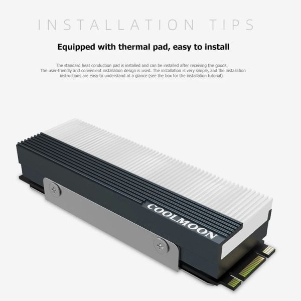 COOLMOON CM-M2A M.2 2280 Solid State Drive Cooler 5V ARGB Hard Drive Heatsink (Gray) - Image 5