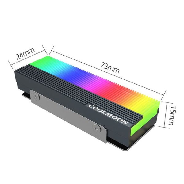 COOLMOON CM-M2A M.2 2280 Solid State Drive Cooler 5V ARGB Hard Drive Heatsink (Gray) - Image 8