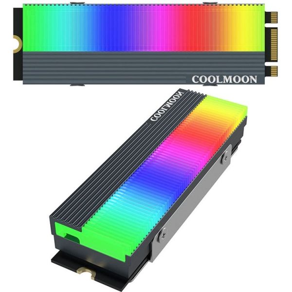 COOLMOON CM-M2A M.2 2280 Solid State Drive Cooler 5V ARGB Hard Drive Heatsink (Gray) - Image 9