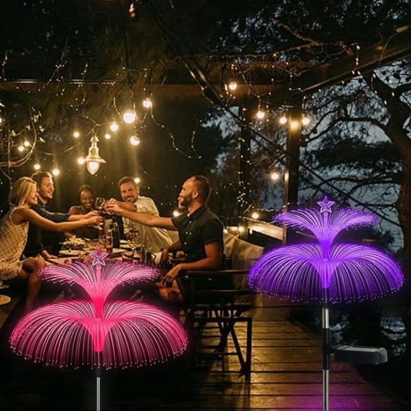 Solar Optical Fiber Jellyfish Lights Outdoor LED Waterproof Garden Decoration Ambiance Light, Style: Stars (Stainless Steel Tube) - Image 8