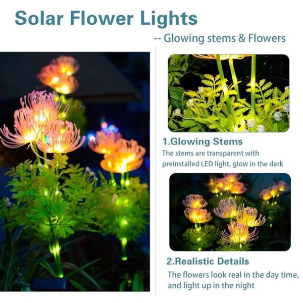 Solar Garden Decorative Lights LED Outdoor Glowing Petals Waterproof Ground Plug Ambient Lights (Flowers) - Image 4