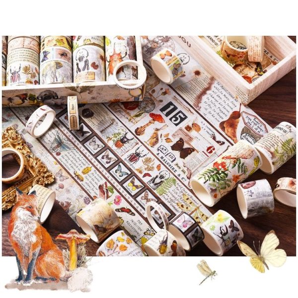 18rolls / Box Nostalgic Memory Washi Tape Set Retro Style DIY Scrapbook Stickers, Style: Forest Dense Language - Image 2