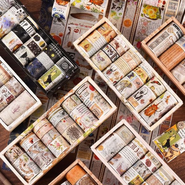 18rolls / Box Nostalgic Memory Washi Tape Set Retro Style DIY Scrapbook Stickers, Style: Forest Dense Language - Image 4