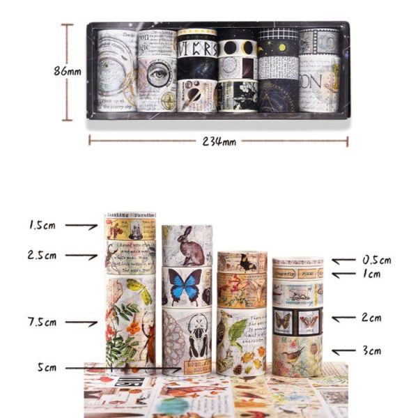 18rolls / Box Nostalgic Memory Washi Tape Set Retro Style DIY Scrapbook Stickers, Style: Forest Dense Language - Image 6
