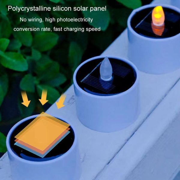 Solar Candle Lights Outdoor Waterproof Yard Light Garden Decoration Ambiance Lamp (Yellow Flash) - Image 3