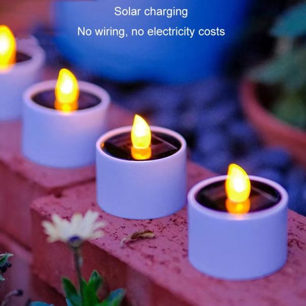 Solar Candle Lights Outdoor Waterproof Yard Light Garden Decoration Ambiance Lamp (Yellow Flash) - Image 4