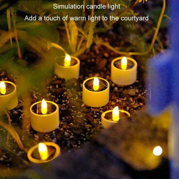 Solar Candle Lights Outdoor Waterproof Yard Light Garden Decoration Ambiance Lamp (Yellow Flash) - Image 5