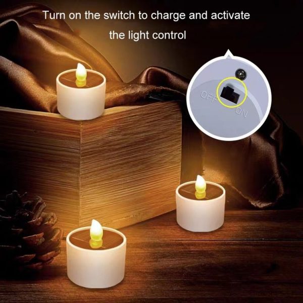 Solar Candle Lights Outdoor Waterproof Yard Light Garden Decoration Ambiance Lamp (Yellow Flash) - Image 6