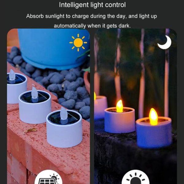 Solar Candle Lights Outdoor Waterproof Yard Light Garden Decoration Ambiance Lamp (Yellow Flash) - Image 7