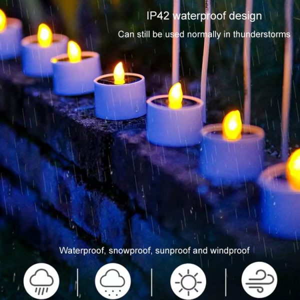 Solar Candle Lights Outdoor Waterproof Yard Light Garden Decoration Ambiance Lamp (Yellow Flash) - Image 8