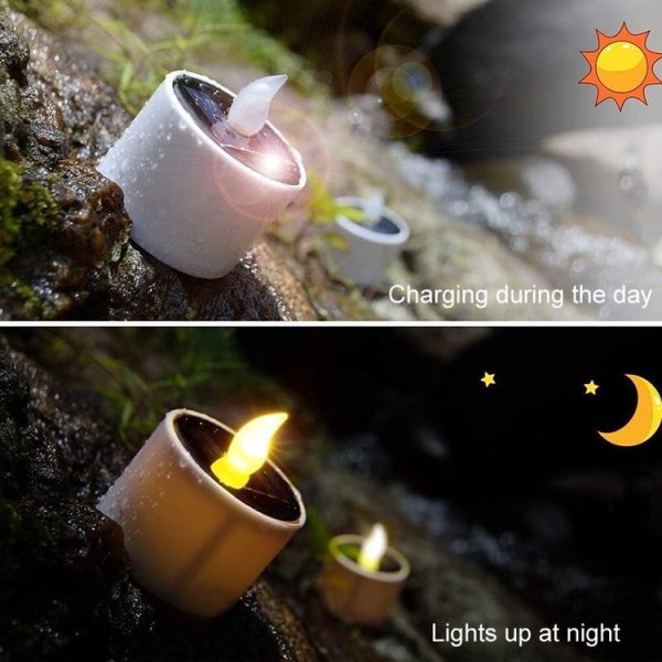 Solar Candle Lights Outdoor Waterproof Yard Light Garden Decoration Ambiance Lamp (Yellow Flash) - Image 9
