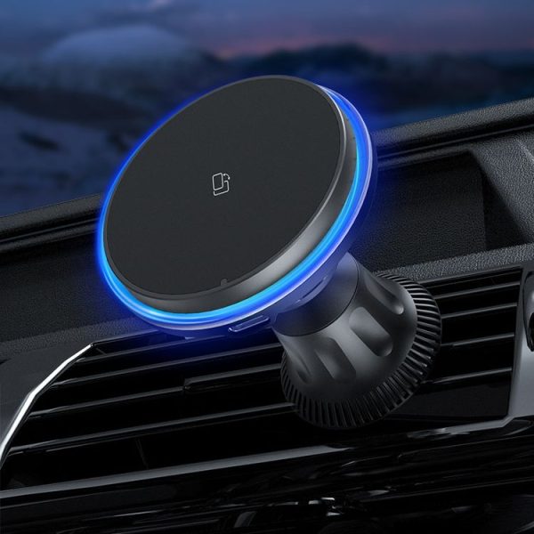 Car Magnetic Wireless Charging Cell Phone Holder With Ambient Light, Style: Blue Light - Image 2