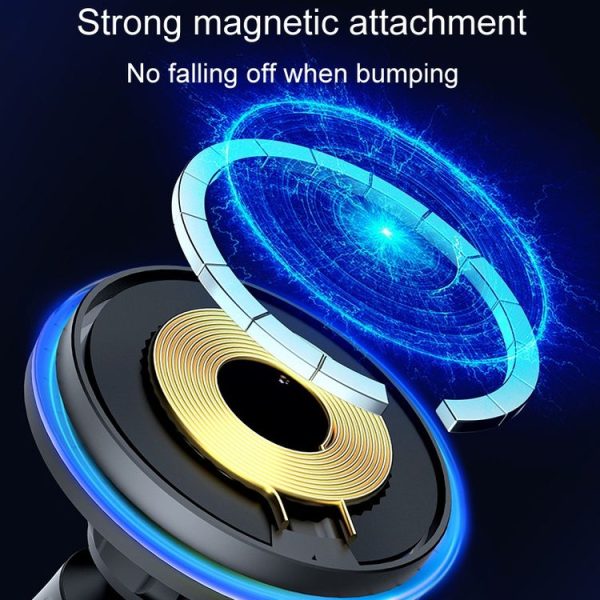 Car Magnetic Wireless Charging Cell Phone Holder With Ambient Light, Style: Blue Light - Image 4