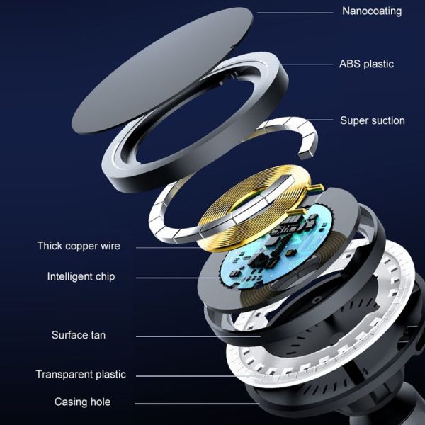 Car Magnetic Wireless Charging Cell Phone Holder With Ambient Light, Style: Blue Light - Image 5