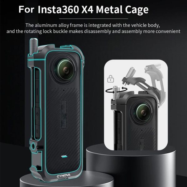 Insta360 X4 CYNOVA Metal Rabbit Cage + Lens Cover Set Protective Accessories (Black) - Image 2