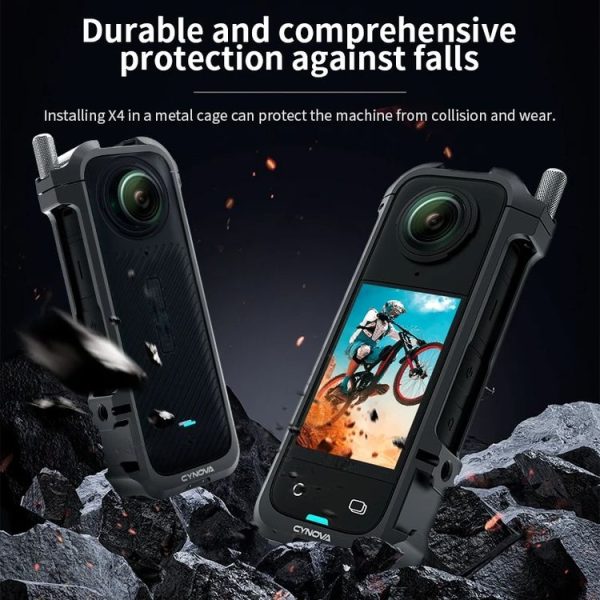 Insta360 X4 CYNOVA Metal Rabbit Cage + Lens Cover Set Protective Accessories (Black) - Image 7