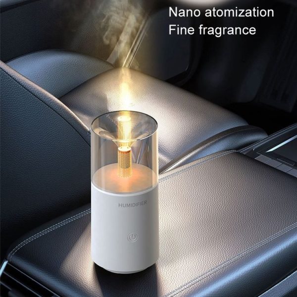 Candle Flame Aromatherapy Diffuser Automatic Scent Sprayer Mini Ambiance Candle Light Humidifier (129 White) - Image 6