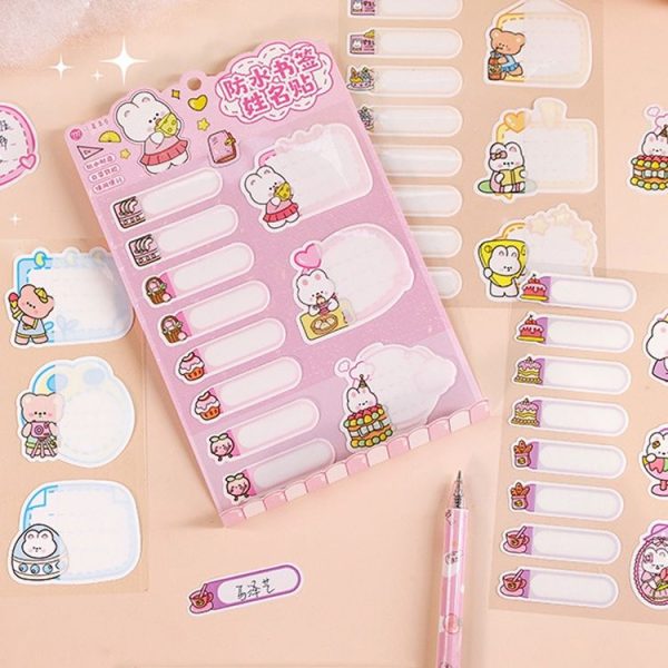 4sheets / Pack Waterproof Name Labels for Kids - Tear-Resistant, Self-Adhesive, Handwritten Stickers (Qiao Qiao) - Image 2