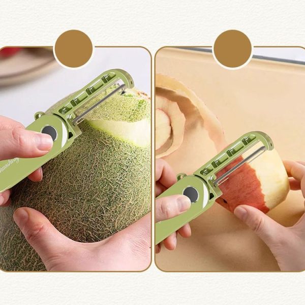 Folding Storage Kitchen Home Cutting Knife Outdoor Portable Stainless Steel Fruit Plane Peeling Device (Purple) - Image 2