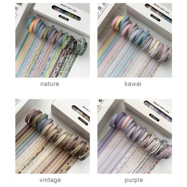 20rolls / Box 0.7cm x 3m Split Thin Washi Tape Set DIY Scrapbook Stickers (Vintage) - Image 3