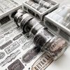 8rolls / Box Ancient Style Transparent PET Tape Set for Journaling 3cm x 2+2cm x 2+1.5cm x 4 (Badge Pattern)