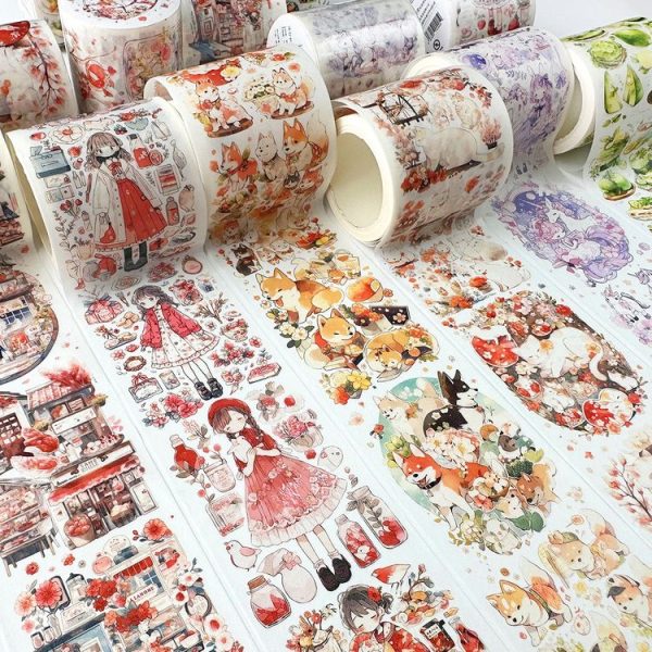5cm X 5m (150cm Pattern Length Loop) Washi Tape Cute Girl Heart Diary Tape, Style: Cartoon Paradise - Image 2