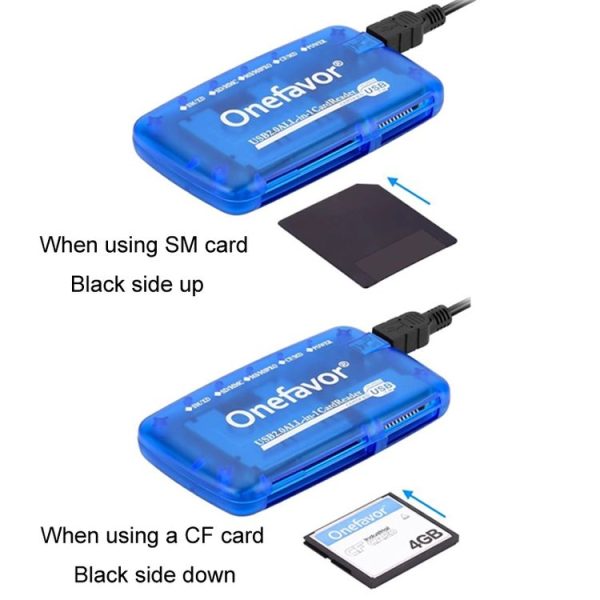 Onefavor All-In-One Card Reader Support SM / XD / SD / MMC / MS / CF Card, Model: Card Reader - Image 3