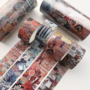 4rolls / Set Retro Combination Washi Tape for Journals and Crafts, 3cm x 1 + 2cm x 3, Style: 1990s