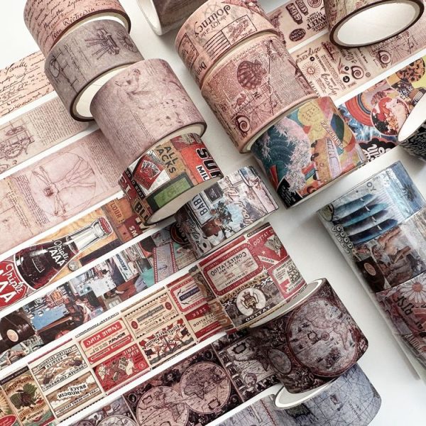 4rolls / Set Retro Combination Washi Tape for Journals and Crafts, 3cm x 1 + 2cm x 3, Style: 1990s - Image 3