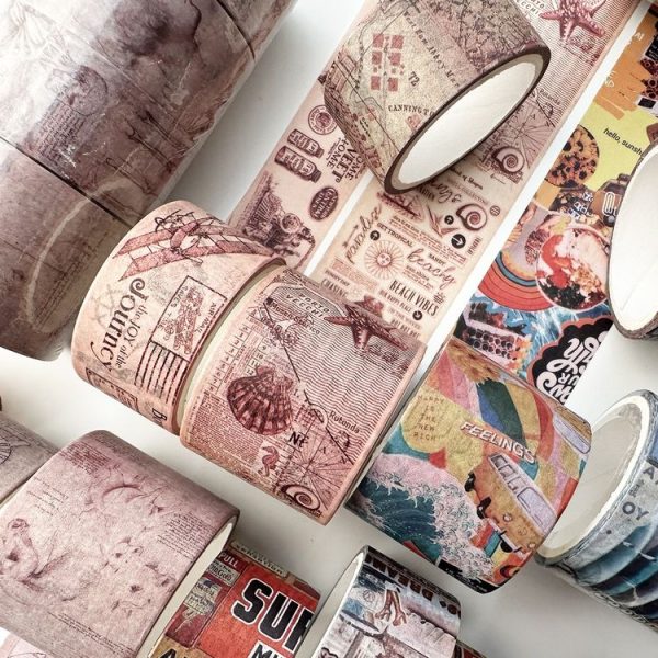 4rolls / Set Retro Combination Washi Tape for Journals and Crafts, 3cm x 1 + 2cm x 3, Style: 1990s - Image 4
