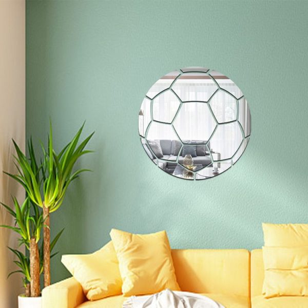 15cm Football Acrylic 3D Wall Stickers Self-adhesive Home Background Wall Decoration Mirror Paste (Silver)
