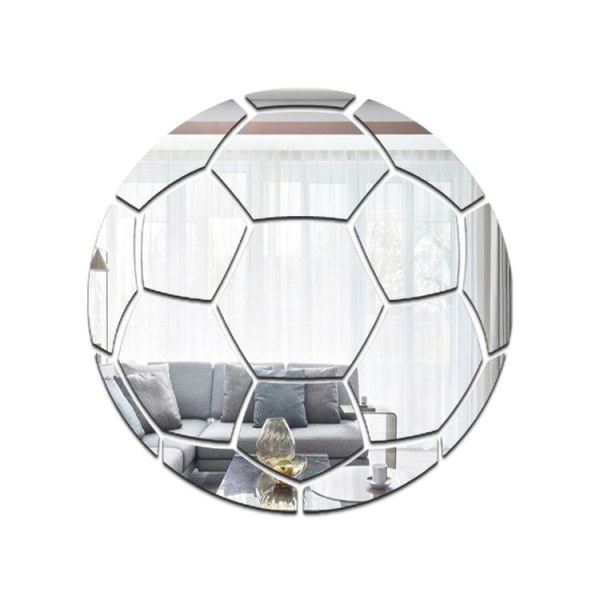 15cm Football Acrylic 3D Wall Stickers Self-adhesive Home Background Wall Decoration Mirror Paste (Silver) - Image 2