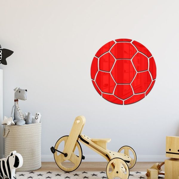 15cm Football Acrylic 3D Wall Stickers Self-adhesive Home Background Wall Decoration Mirror Paste (Silver) - Image 5