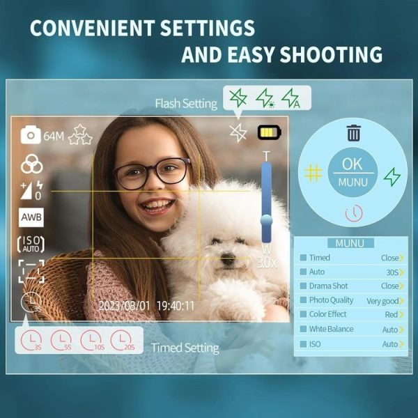 2.8-Inch Display Digital Camera 64MP 4K HD Camcorder With 18x Digital Zoom (White) - Image 5