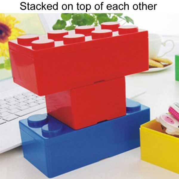 Household Stackable Building Block Organizer Student Desktop Plastic Storage Box, Model: Rectangular Blue - Image 7
