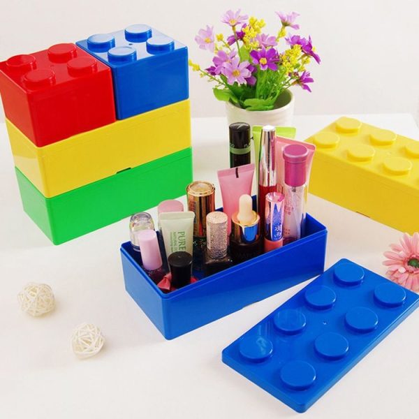 Household Stackable Building Block Organizer Student Desktop Plastic Storage Box, Model: Rectangular Blue - Image 8