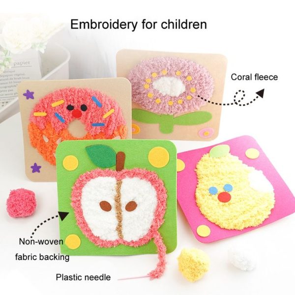 Montessori DIY Embroidery Board Kindergarten Children Cartoon Wool Stitching Material Kit, Style: Panda - Image 4