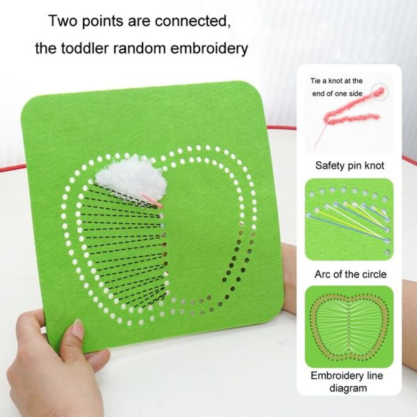 Montessori DIY Embroidery Board Kindergarten Children Cartoon Wool Stitching Material Kit, Style: Panda - Image 5