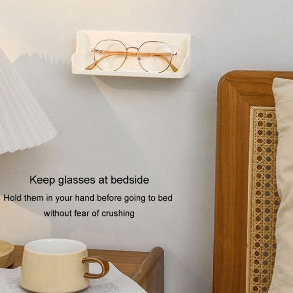 Wall Mounted No-Punch Bedside Eyeglasses Storage Box Bathroom Toiletries Drainage Shelf (Transparent) - Image 6