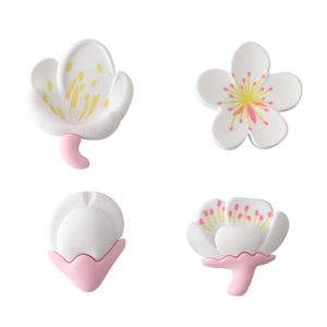 4pcs / Set Fresh Rustic Flowers Refrigerator Stickers Magnetic Tulip Decorative Paste (White)