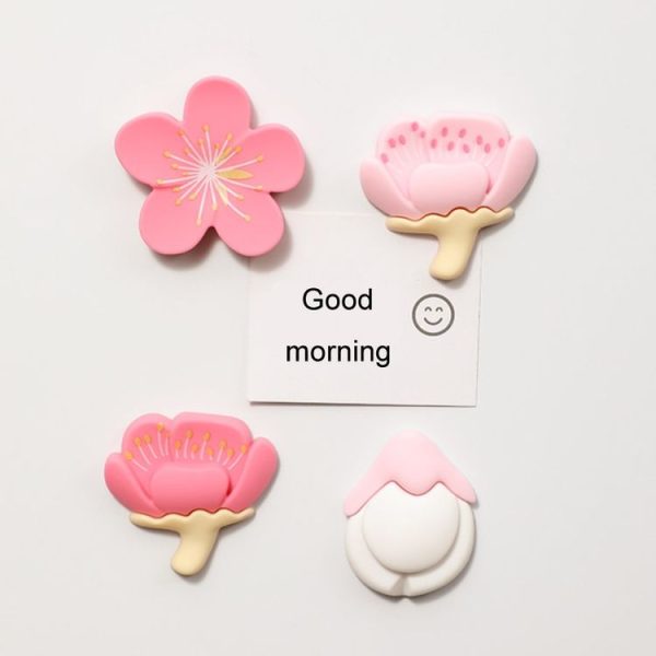 4pcs / Set Fresh Rustic Flowers Refrigerator Stickers Magnetic Tulip Decorative Paste (White) - Image 2