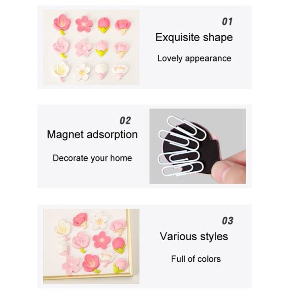 4pcs / Set Fresh Rustic Flowers Refrigerator Stickers Magnetic Tulip Decorative Paste (White) - Image 4