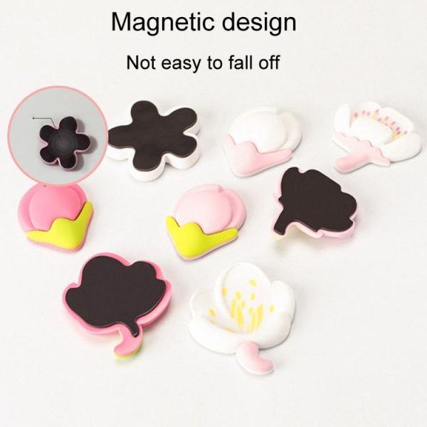 4pcs / Set Fresh Rustic Flowers Refrigerator Stickers Magnetic Tulip Decorative Paste (White) - Image 5